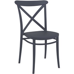 CROSS BACK HOSPITALITY DINING CHAIR INDOOR OUTDOOR USE STACKABLE POLY ANTHRACITE