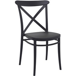CROSS BACK HOSPITALITY DINING CHAIR INDOOR OUTDOOR USE STACKABLE POLYPROPYLENE BLACK