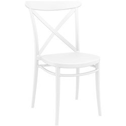 CROSS BACK HOSPITALITY DINING CHAIR INDOOR OUTDOOR USE STACKABLE POLYPROPYLENE WHITE