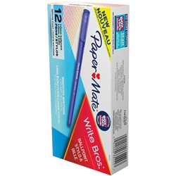 PAPERMATE WRITE BROS BALLPOINT PEN MEDIUM 1MM BLUE BOX OF 12