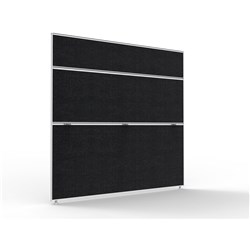 RAPIDLINE SHUSH30+ SCREEN 1500W X 30D X 1500MMH WHITE FRAME BLACK PINNABLE FABRIC