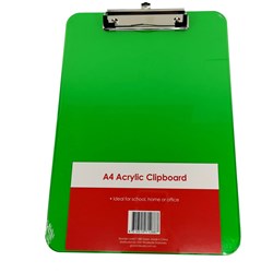 STAT CLIPBOARD A4 ACRYLIC GREEN