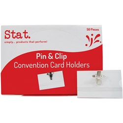 STAT CONVENTION ID HOLDER PIN AND CLIP BOX OF 50