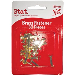 STAT PAPER FASTENERS 19MM PACK OF 30 BRASS