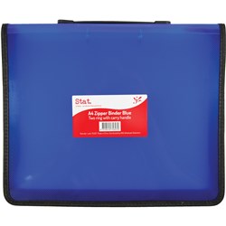 STAT A4 2R ZIPPER BINDER WITH HANDLE 25MM BLUE AND CLEAR