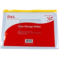 STAT STORAGE WALLET SMALL 235 X 175MM CLEAR