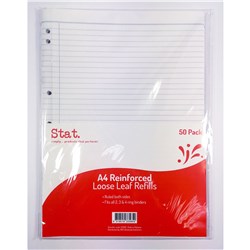 STAT RULED LOOSE LEAF REFILL A4 PACK OF 50