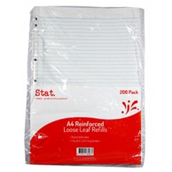STAT RULED LOOSE LEAF REFILL A4 PACK OF 200
