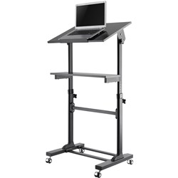 ERGOVIDA MOBILE COMPUTER DESK 2 SHELF 600W X 400D X 1050-1270MMH SILVER/BLACK
