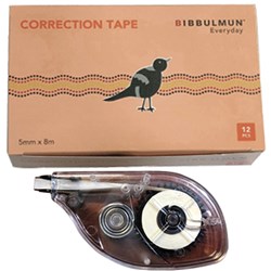 BIBBULMUN CORRECTION TAPE 5MMX8M PACK OF 12