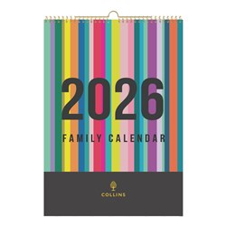 COLLINS FAMILY WALL CALENDAR A3 MONTH TO VIEW EDGE RAINBOW