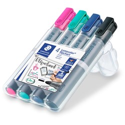 STAEDTLER LUMOCOLOR FLIPCHART MARKER 356 ASSORTED COLOURS WALLET OF 4