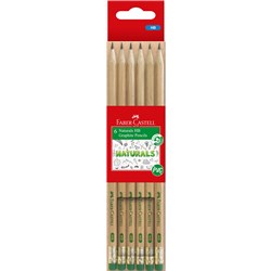FABER CASTELL GRAPHITE PENCIL NATURALS HB PACK OF 6