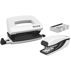 LEITZ NEXXT WOW STAPLER AND 2 HOLE PUNCH SET 10 SHEET CAPACITY WHITE