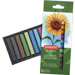 DERWENT ACADEMY BLENDABLE SOFT PASTELS ASSORTED COLOURS PACK 12