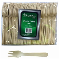 WRITER BREAKROOM ECO WOODEN CUTLERY FORK 160MM PACK OF 100