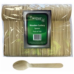 WRITER BREAKROOM ECO WOODEN CUTLERY SPOON 160MM PACK OF 100