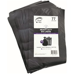 CLEAN WIZ OXO-BIODEGRADABLE HEAVY DUTY BIN LINER 77 LITRES BLACK PACK OF 50