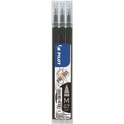 PILOT FRIXION BALL 0.7MM PEN REFILL BLACK PACK OF 3