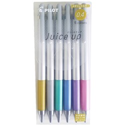 PILOT JUICE UP METALLIC GEL PEN RETRACTABLE 0.4MM ASSORTED COLOURS WALLET OF 6