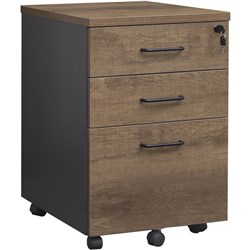 OM PREMIER MOBILE PEDESTAL 2 DRAWER 1 FILE 468WX510DX685MMH REGAL WALNUT AND CHARCOAL