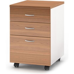 OM PREMIER MOBILE PEDESTAL 2 DRAWER 1 FILE 468WX510DX685MMH VIRGINIA WALNUT AND WHITE