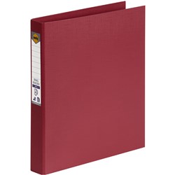 MARBIG LINEN PE BINDER A4 2D RING 25MM DEEP RED