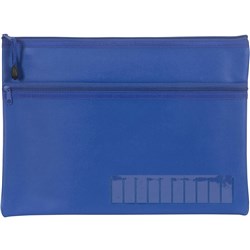CELCO PENCIL CASE NAME TWIN ZIP LARGE 350 X 180MM BLUE