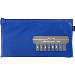 CELCO PENCIL CASE NAME SINGLE ZIP MEDIUM 338 X 174MM BLUE