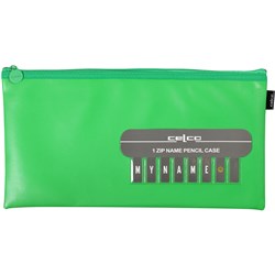 CELCO PENCIL CASE NAME SINGLE ZIP MEDIUM 338 X 174MM GREEN