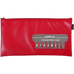 CELCO PENCIL CASE NAME SINGLE ZIP MEDIUM 338 X 174MM RED
