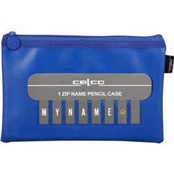 CELCO PENCIL CASE NAME SINGLE ZIP SMALL 225 X 143MM BLUE