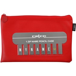 CELCO PENCIL CASE NAME SINGLE ZIP SMALL 225 X 143MM RED