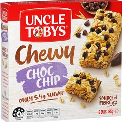 UNCLE TOBY'S MUESLI BARS CHEWY CHOC CHIP 6 BARS 185G