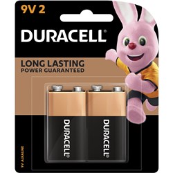 DURACELL COPPERTOP ALKALINE BATTERY 9V PACK OF 2