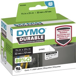 DYMO LABELWRITER DURABLE INDUSTRIAL LABELS 57MM X 32MM 800 LABELS WHITE