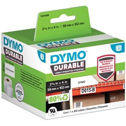 DYMO LABELWRITER DURABLE INDUSTRIAL LABELS 59MM X 102MM 300 LABELS WHITE