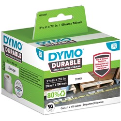 DYMO LABELWRITER DURABLE INDUSTRIAL LABELS 59MM X 190MM 170 LABELS WHITE