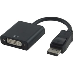 ASTROTEK DISPLAYPORT DP TO DVI ADAPTER 20 PIN TO 24+5 PINS MALE TO FEMALE 15CM BLACK