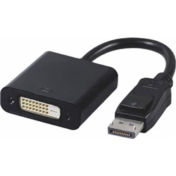 ASTROTEK DISPLAYPORT DP TO DVI ADAPTER 20 PIN TO 24+1 PINS MALE TO FEMALE 15CM BLACK