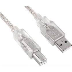 ASTROTEK USB 2.0 PRINTER CABLE TYPE A MALE TO TYPE B MALE 2 METRE TRANSPARENT