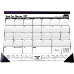 SASCO DESK PAD PLANNER 430 X 555MM YEAR TO VIEW WHITE