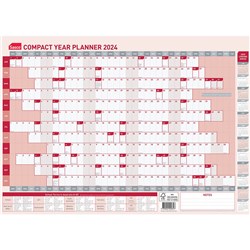 SASCO COMPACT PLANNER 594 X 420MM YEAR TO VIEW RED