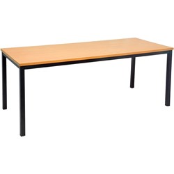 RAPIDLINE STEEL FRAME TABLE 1200W X 600D X 730MMH BEECH TOP BLACK FRAME