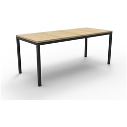 RAPIDLINE STEEL FRAME TABLE 1800W X 750D X 730MMH OAK TOP BLACK FRAME