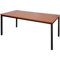 RAPIDLINE STEEL FRAME TABLE 1500W X 750D X 730MMH CHERRY TOP BLACK FRAME