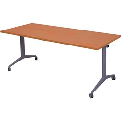 RAPIDLINE FLIP TOP TABLE 1800W X 750D X 730MMH CHERRY TOP SILVER FRAME