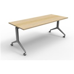 RAPIDLINE FLIP TOP TABLE 1800W X 900D X 730MMH OAK TOP SILVER FRAME