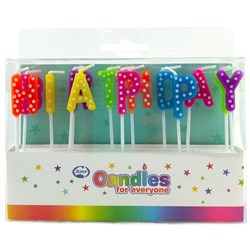 ALPEN CANDLES FOR EVERYONE HAPPY BIRTHDAY CANDLES BRIGHT POLKA DOTS ASSORTED COLOURS