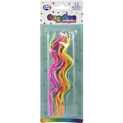ALPEN CANDLES FOR EVERYONE SLIM CANDLES TWISTED SPIRAL ASSORTED COLOURS PACK OF 12